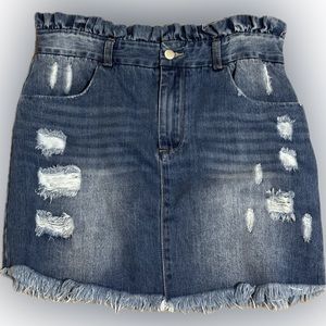 Hayden Distressed Jean Skirt-Size Large (NWT)